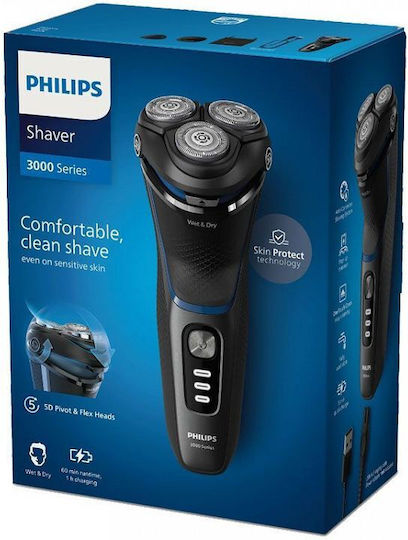 Philips Series 3000 S3344/13 Περιστρεφόμενη Ξυριστική Μηχανή Προσώπου Επαναφορτιζόμενη