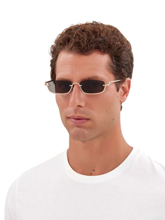 Gucci Unisex Sunglasses with Gold Metallic Frame and Grey Lens GG1278S 001