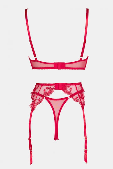 Decoro Sexy Dessous-Sets mit Spitze & Straps Rot