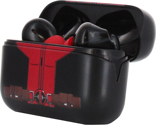Exquisite Gaming Deadpool In ear Bluetooth хендсфри Слушалки с Устойчивост на Пот и Кутийка за Зареждане Червен