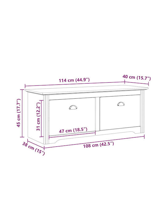 Mobilier de Intrare cu Dulap pentru Pantofi & Bancă Alb 114x40x45cm