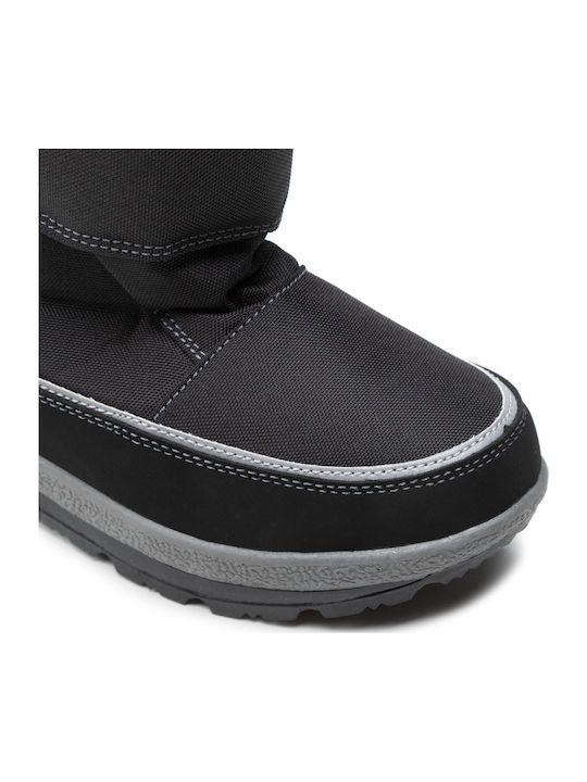 Leather Kids Snow Boots with Velcro Black
