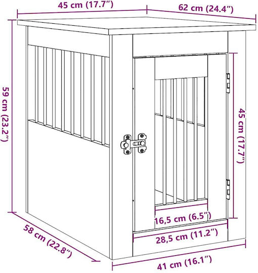 vidaXL Dog House Outdoor Brown 45x62x59cm