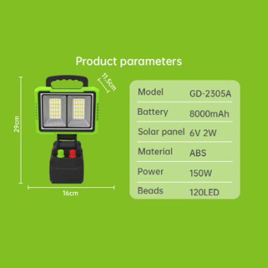 GDPLUS Ηλιακός Προβολέας LED 150W