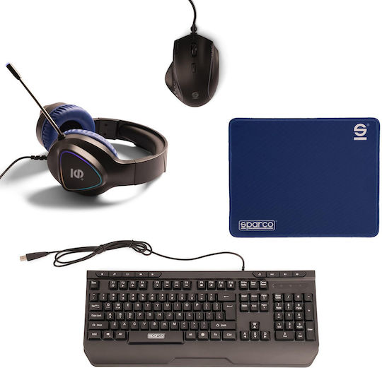 Sparco Set Gaming Tastatur mit RGB-Beleuchtung & Maus (Englisch US) Gray