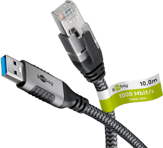Goobay 70694 USB A auf RJ-45 Kabelkonverter Schwarz Silber