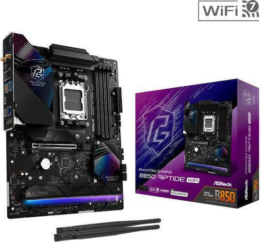 ASRock PHANTOM GAMING B850 Riptide WiFi Motherboard ATX with AMD AM5 Socket