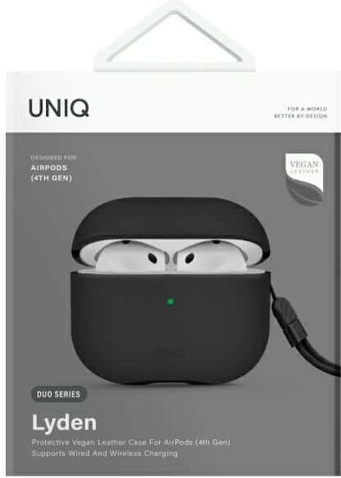 Uniq Lyden Hülle Synthetisches Leder in Schwarz Farbe für Apple AirPods 4