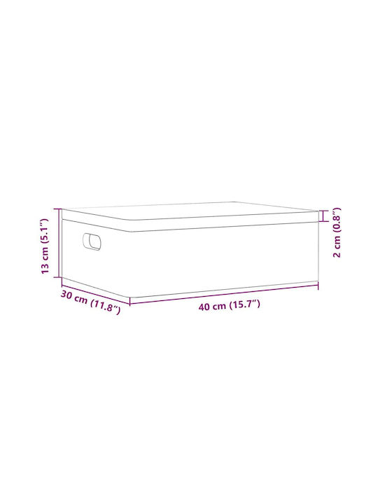 vidaXL Wooden Storage Box with Lid Brown 40x30x13cm 1pcs