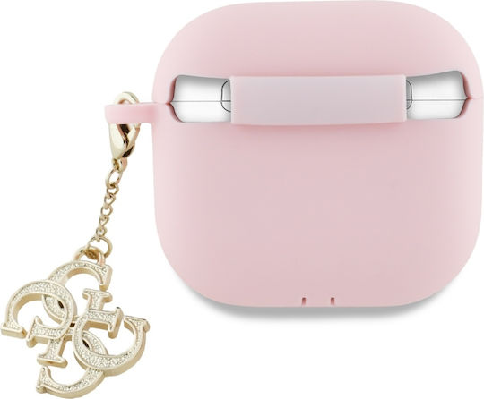 Guess Charm Θήκη Σιλικόνης σε Ροζ χρώμα για Apple AirPods 4