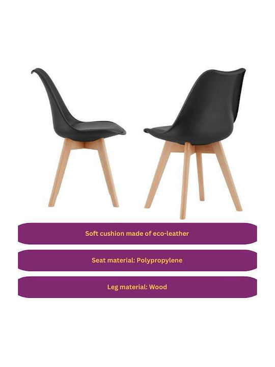 Dining Room Polypropylene Chair Black 49x43x82cm 2pcs
