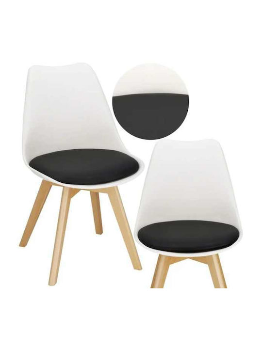 Scaune Sala de mese din Polipropilenă White With Black 2buc 49x43x82buc