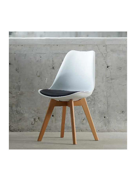Scaune Sala de mese din Polipropilenă White With Black 2buc 49x43x82buc