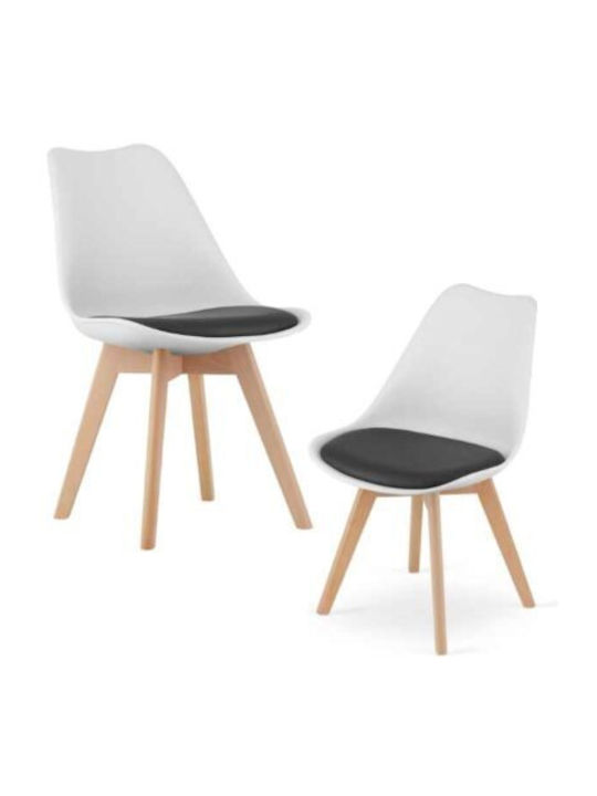 Scaune Sala de mese din Polipropilenă White With Black 2buc 49x43x82buc