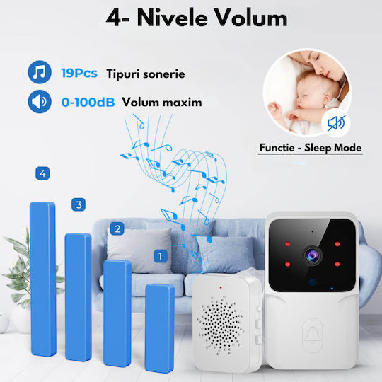 Ασύρματο Κουδούνι Πόρτας Wi-Fi / Bluetooth Λευκό
