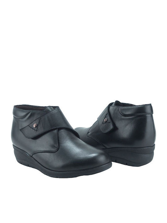Leder Stiefeletten Damen Schwarz
