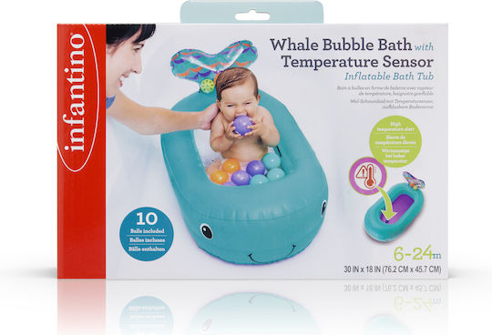 Infantino Aufblasbares Baby Badewanne mit Thermometer Türkis