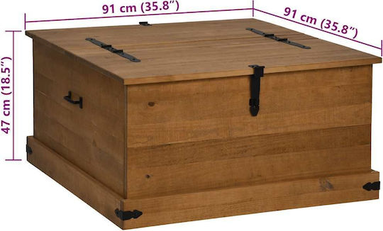 vidaXL Διακοσμητικό Μπαούλο Ξύλινο Καφέ 91x47εκ.