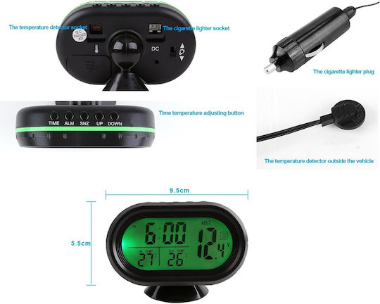 Carman Car Voltmeter, Thermometer and Clock Digital Instrument