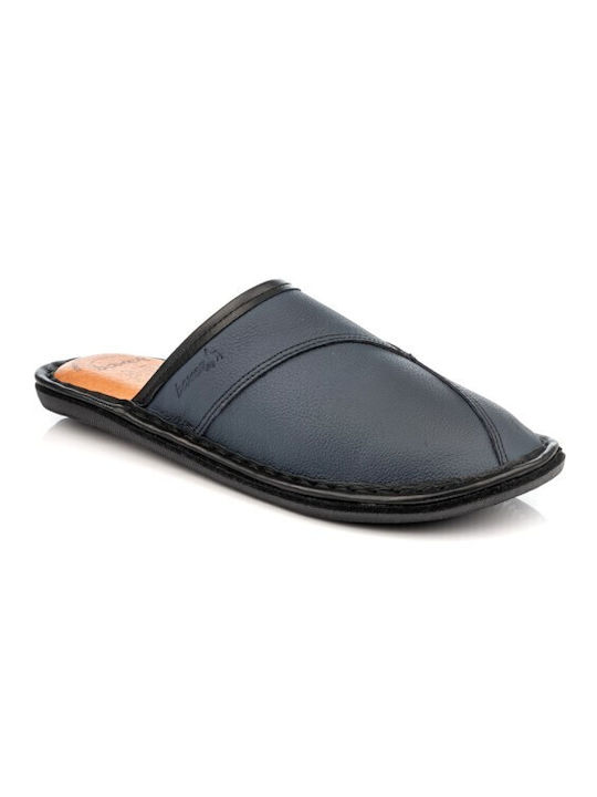 Boxer Men's Leather Slippers Blue