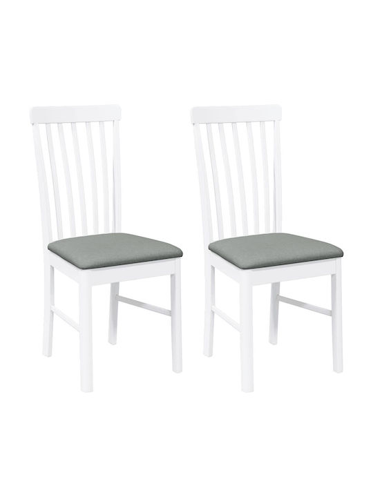 Dining Room Wooden Chair White 42.5x48x94cm 2pcs