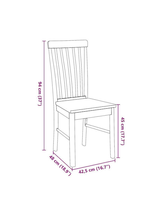 Dining Room Wooden Chair White 42.5x48x94cm 2pcs
