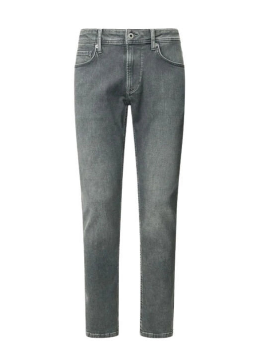 London Stanley Men's Elastic Jeans Pants with Slim Tapered Fit Gray