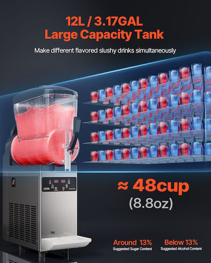Vevor 12l Commercial Slushy Machine Margarita Smoothie Frozen Drink Maker