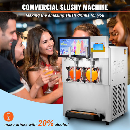 Vevor 8l 2,1 Gal Διπλό Μπολ Εμπορική Μηχανή Slushy Μαργαρίτα Smoothie Παγωμένο Ποτό