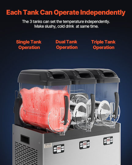 Vevor 12lx3 Tank Commercial Slushy Machine Margarita Smoothie Frozen Drink Maker