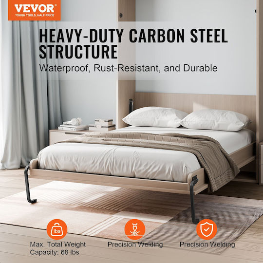 Vevor Murphy Bed Kit Queen Size Vertical Deluxe DIY Folding Wall Bed