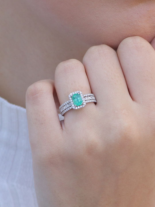 Damen Ring mit Diamant aus Weißgold 18K