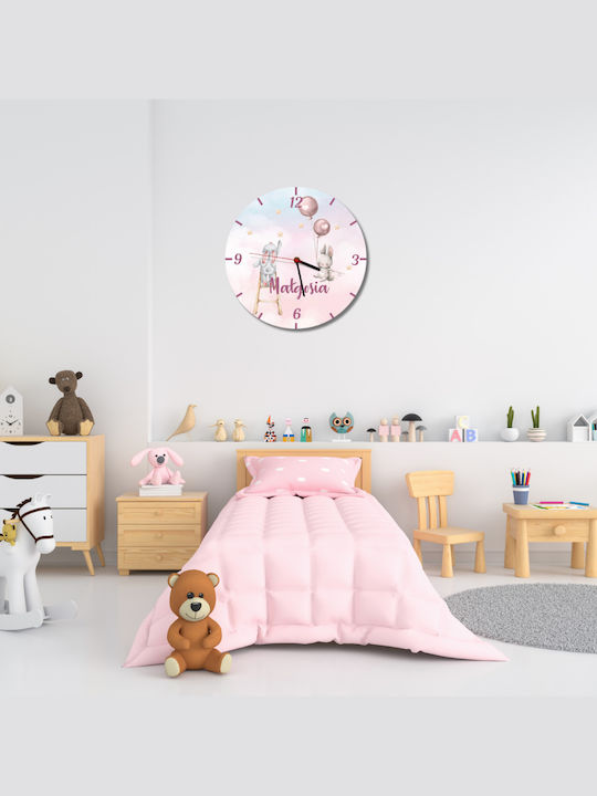 Kinderzimmeruhr Wanduhr Hasen Kinderbild Name