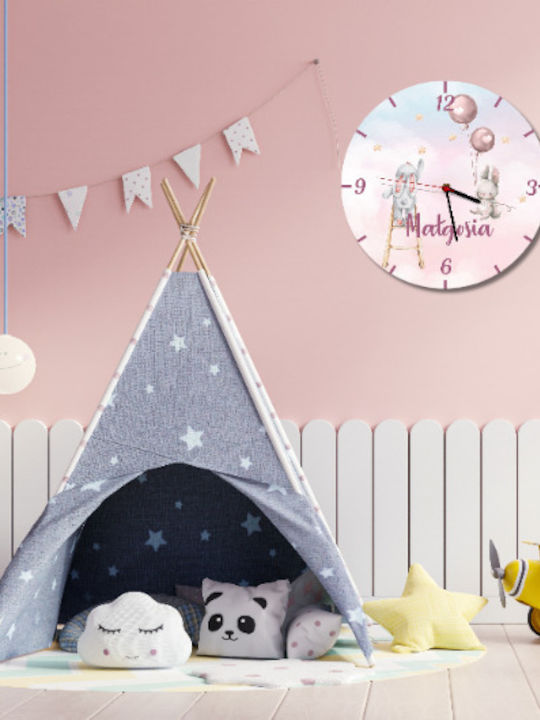 Kinderzimmeruhr Wanduhr Hasen Kinderbild Name
