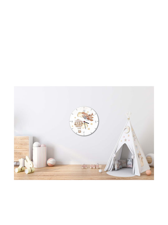 Kinder-Wanduhr Beige Flugzeug Ballon Kinderuhr 30cm Beige