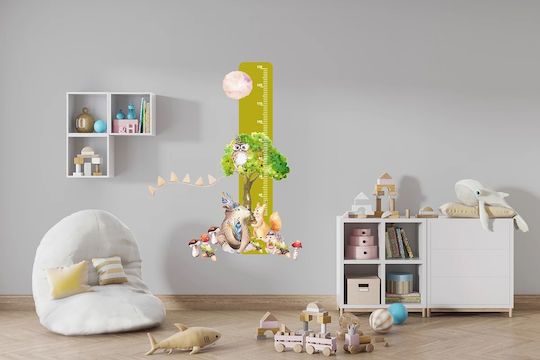 Kids Growth Chart Green Wall Sticker Boho Animals 45x120