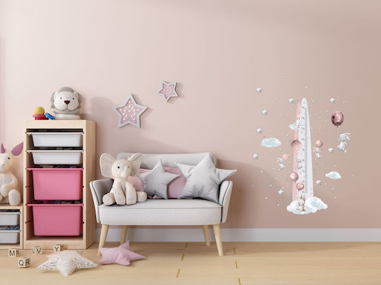 Wachstumsdiagramm Aufkleber Kinder Hasen Rosa Ballons 45x120