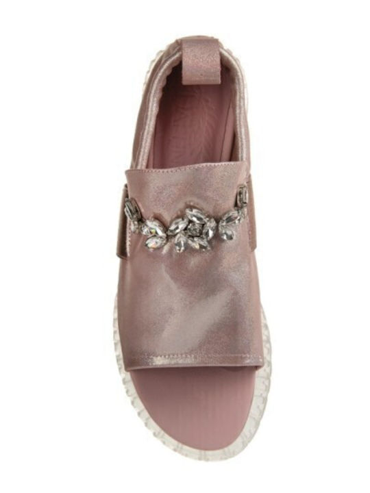 Daphne Leather Women's Flat Sandals in Gold Color