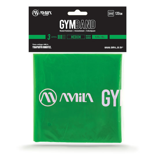 AMILA Resistance Band Gymtube Moderate Green 1.2m