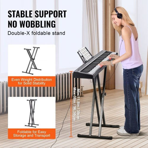 Vevor Electric Stage Piano 88JBPZSMGQ88N6BDSV2 Set Built-in Speakers and Connection with Headphones