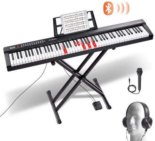 Vevor Electric Stage Piano 88JBPZSMGQ88N6BDSV2 Set Built-in Speakers and Connection with Headphones