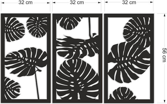 Decorațiune de Perete cu Tablou Deschis Frunze Triptic pentru Dormitor și Living 56x96