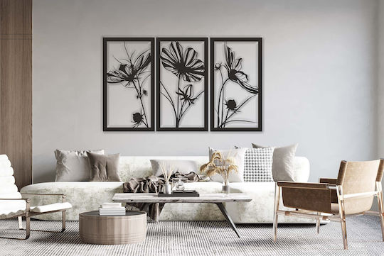 Imagini 3D Triptic Flori Panouri Deschise Decor Boho Plante 56x96