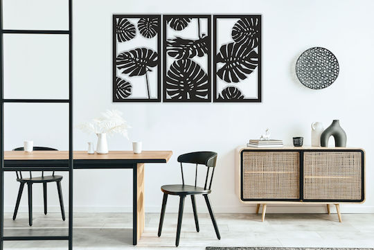 Decorațiune de Perete cu Tablou Deschis Frunze Triptic pentru Dormitor și Living 56x96