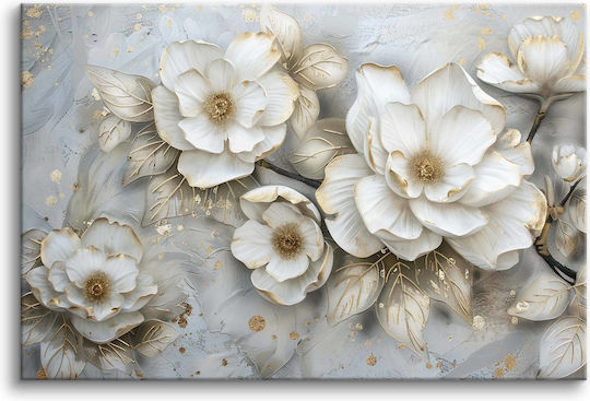 Canvas Painting Living Room White Flowers 3D Room Decoration 80x120