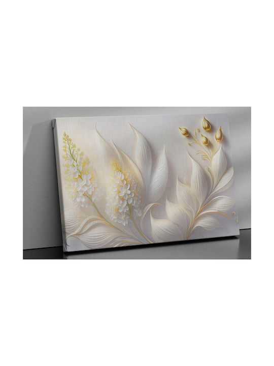 Moderne Gemälde Wohnzimmer Schlafzimmer Blätter Gold Glamour Stil 80x120