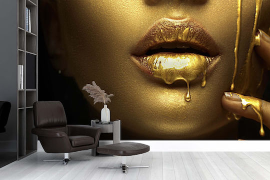 Dekorative Wandtapete Wohnzimmer Frauengesicht Gold 197x296