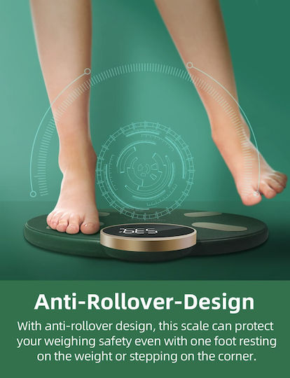 HealthFun Intelligente Badezimmerwaage 180kg mit Körperfettmessung & Bluetooth Grüne