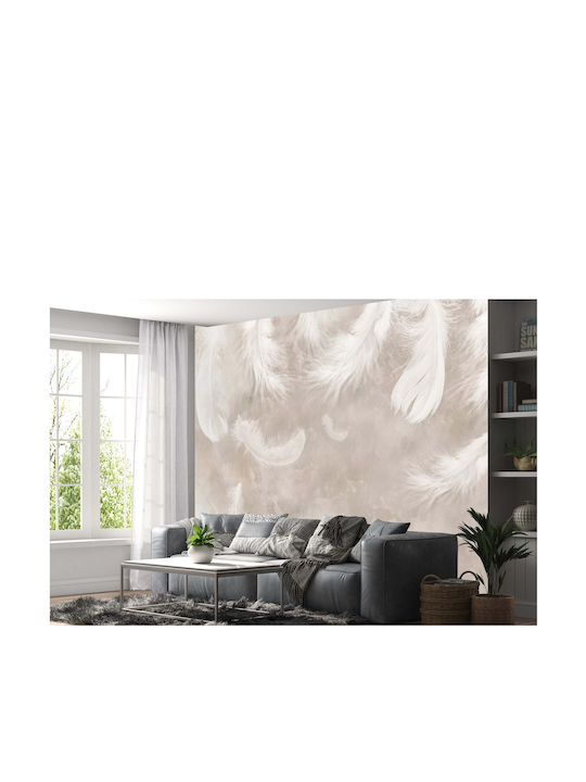 Zeitgenössische Beige Wandbild Wohnzimmer Federn auf Beton 240x360
