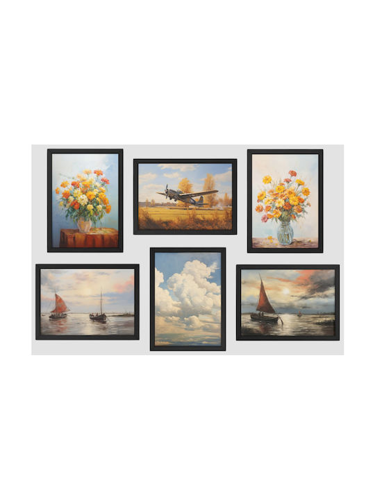 Vintage Poster Set Frames Unframed Printed On Photographic Paper Featuring Nature Motifs